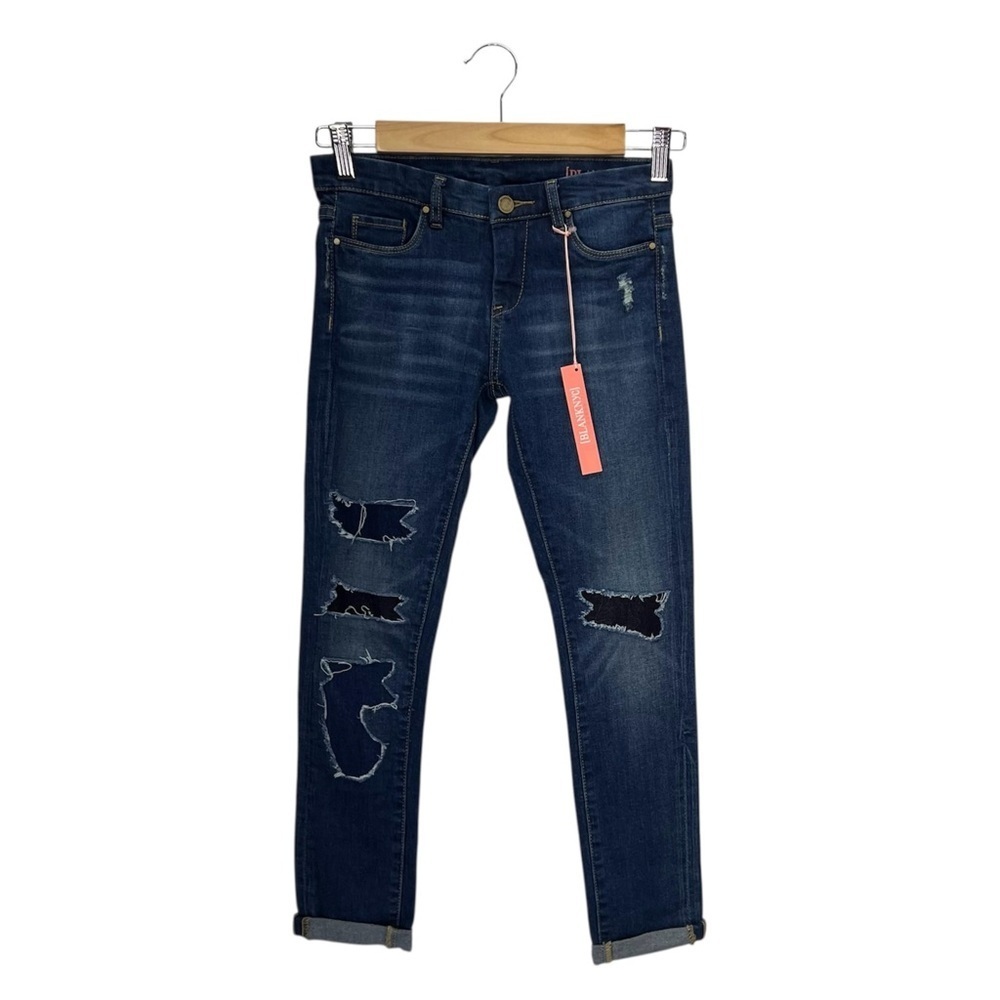 Blank NYC Patched Boyfriend Jeans Girl’s Size 8 Dark Wash Distressed New NWT